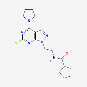 molecular formula C18H26N6OS B6500149 N-{2-[6-(methylsulfanyl)-4-(pyrrolidin-1-yl)-1H-pyrazolo[3,4-d]pyrimidin-1-yl]ethyl}cyclopentanecarboxamide CAS No. 946210-98-6
