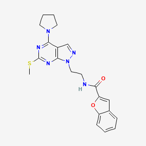 molecular formula C21H22N6O2S B6500175 N-{2-[6-(methylsulfanyl)-4-(pyrrolidin-1-yl)-1H-pyrazolo[3,4-d]pyrimidin-1-yl]ethyl}-1-benzofuran-2-carboxamide CAS No. 941985-91-7