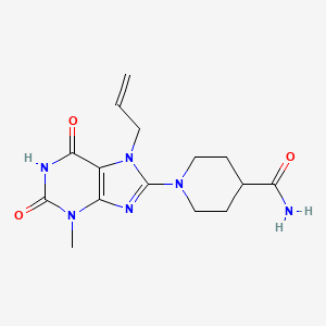 molecular formula C15H20N6O3 B6500182 1-[3-methyl-2,6-dioxo-7-(prop-2-en-1-yl)-2,3,6,7-tetrahydro-1H-purin-8-yl]piperidine-4-carboxamide CAS No. 442864-70-2