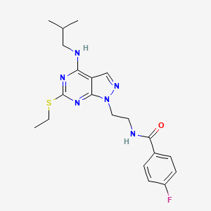 molecular formula C20H25FN6OS B6500196 N-{2-[6-(ethylsulfanyl)-4-[(2-methylpropyl)amino]-1H-pyrazolo[3,4-d]pyrimidin-1-yl]ethyl}-4-fluorobenzamide CAS No. 941948-75-0
