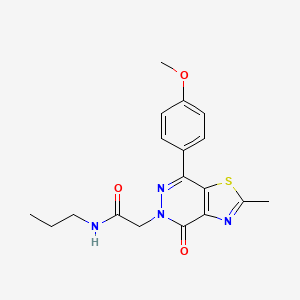 molecular formula C18H20N4O3S B6500265 2-[7-(4-methoxyphenyl)-2-methyl-4-oxo-4H,5H-[1,3]thiazolo[4,5-d]pyridazin-5-yl]-N-propylacetamide CAS No. 954012-63-6