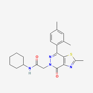 molecular formula C22H26N4O2S B6500280 N-cyclohexyl-2-[7-(2,4-dimethylphenyl)-2-methyl-4-oxo-4H,5H-[1,3]thiazolo[4,5-d]pyridazin-5-yl]acetamide CAS No. 953960-99-1