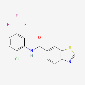 molecular formula C15H8ClF3N2OS B6500303 N-[2-chloro-5-(trifluoromethyl)phenyl]-1,3-benzothiazole-6-carboxamide CAS No. 681170-16-1