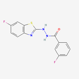 3-fluoro-N'-(6-fluoro-1,3-benzothiazol-2-yl)benzohydrazide