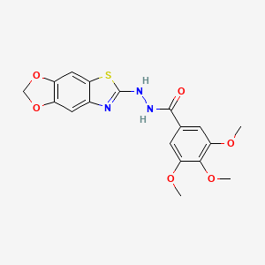 molecular formula C18H17N3O6S B6500348 N'-{4,6-dioxa-10-thia-12-azatricyclo[7.3.0.0^{3,7}]dodeca-1(9),2,7,11-tetraen-11-yl}-3,4,5-trimethoxybenzohydrazide CAS No. 851988-57-3