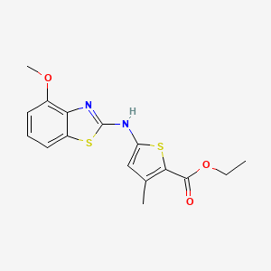 molecular formula C16H16N2O3S2 B6500379 ethyl 5-[(4-methoxy-1,3-benzothiazol-2-yl)amino]-3-methylthiophene-2-carboxylate CAS No. 862974-13-8