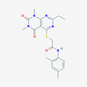 molecular formula C20H23N5O3S B6500426 N-(2,4-dimethylphenyl)-2-({2-ethyl-6,8-dimethyl-5,7-dioxo-5H,6H,7H,8H-[1,3]diazino[4,5-d]pyrimidin-4-yl}sulfanyl)acetamide CAS No. 852169-48-3