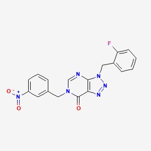 molecular formula C18H13FN6O3 B6500456 3-[(2-fluorophenyl)methyl]-6-[(3-nitrophenyl)methyl]-3H,6H,7H-[1,2,3]triazolo[4,5-d]pyrimidin-7-one CAS No. 863018-50-2