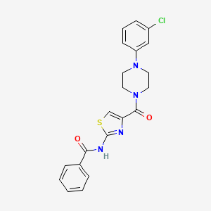 molecular formula C21H19ClN4O2S B6500500 N-{4-[4-(3-chlorophenyl)piperazine-1-carbonyl]-1,3-thiazol-2-yl}benzamide CAS No. 954619-25-1