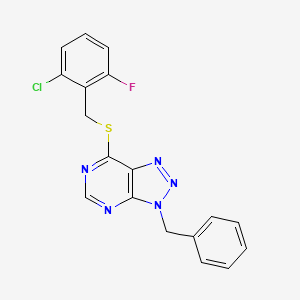 molecular formula C18H13ClFN5S B6500544 3-benzyl-7-{[(2-chloro-6-fluorophenyl)methyl]sulfanyl}-3H-[1,2,3]triazolo[4,5-d]pyrimidine CAS No. 863453-00-3