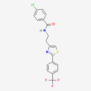 molecular formula C19H14ClF3N2OS B6500577 4-chloro-N-(2-{2-[4-(trifluoromethyl)phenyl]-1,3-thiazol-4-yl}ethyl)benzamide CAS No. 896679-21-3