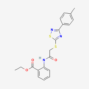 molecular formula C20H19N3O3S2 B6500602 ethyl 2-(2-{[3-(4-methylphenyl)-1,2,4-thiadiazol-5-yl]sulfanyl}acetamido)benzoate CAS No. 864917-38-4