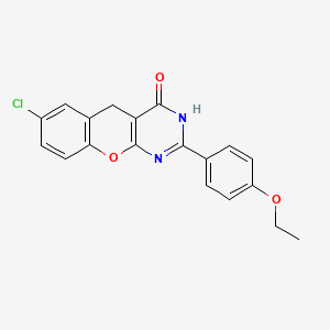 molecular formula C19H15ClN2O3 B6500622 7-chloro-2-(4-ethoxyphenyl)-3H,4H,5H-chromeno[2,3-d]pyrimidin-4-one CAS No. 899217-68-6