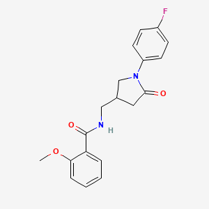 molecular formula C19H19FN2O3 B6500672 N-{[1-(4-fluorophenyl)-5-oxopyrrolidin-3-yl]methyl}-2-methoxybenzamide CAS No. 955243-56-8