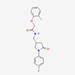 molecular formula C20H21FN2O3 B6500677 N-{[1-(4-fluorophenyl)-5-oxopyrrolidin-3-yl]methyl}-2-(2-methylphenoxy)acetamide CAS No. 955244-63-0