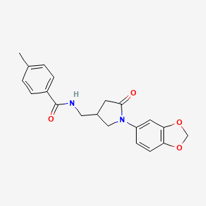 molecular formula C20H20N2O4 B6500715 N-{[1-(2H-1,3-benzodioxol-5-yl)-5-oxopyrrolidin-3-yl]methyl}-4-methylbenzamide CAS No. 954676-84-7