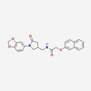 molecular formula C24H22N2O5 B6500722 N-{[1-(2H-1,3-benzodioxol-5-yl)-5-oxopyrrolidin-3-yl]methyl}-2-(naphthalen-2-yloxy)acetamide CAS No. 954686-49-8
