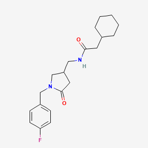 molecular formula C20H27FN2O2 B6500739 2-cyclohexyl-N-({1-[(4-fluorophenyl)methyl]-5-oxopyrrolidin-3-yl}methyl)acetamide CAS No. 954653-66-8