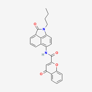 N-{2-butyl-3-oxo-2-azatricyclo[6.3.1.0^{4,12}]dodeca-1(11),4,6,8(12),9-pentaen-9-yl}-4-oxo-4H-chromene-2-carboxamide