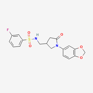 N-{[1-(2H-1,3-benzodioxol-5-yl)-5-oxopyrrolidin-3-yl]methyl}-3-fluorobenzene-1-sulfonamide