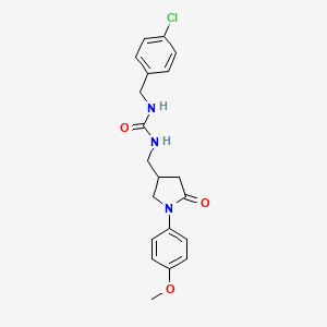 molecular formula C20H22ClN3O3 B6500804 1-[(4-chlorophenyl)methyl]-3-{[1-(4-methoxyphenyl)-5-oxopyrrolidin-3-yl]methyl}urea CAS No. 946220-25-3