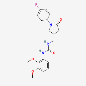 molecular formula C20H22FN3O4 B6500817 1-(2,3-dimethoxyphenyl)-3-{[1-(4-fluorophenyl)-5-oxopyrrolidin-3-yl]methyl}urea CAS No. 954696-89-0