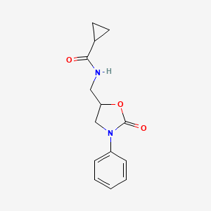 molecular formula C14H16N2O3 B6500834 N-[(2-oxo-3-phenyl-1,3-oxazolidin-5-yl)methyl]cyclopropanecarboxamide CAS No. 954590-34-2