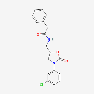molecular formula C18H17ClN2O3 B6500855 N-{[3-(3-chlorophenyl)-2-oxo-1,3-oxazolidin-5-yl]methyl}-2-phenylacetamide CAS No. 955243-99-9