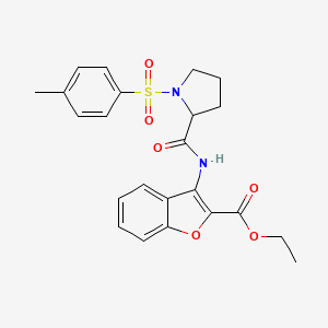 molecular formula C23H24N2O6S B6500893 ethyl 3-[1-(4-methylbenzenesulfonyl)pyrrolidine-2-amido]-1-benzofuran-2-carboxylate CAS No. 1048387-24-1