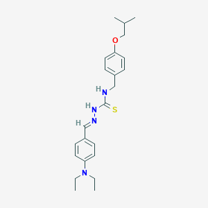 molecular formula C23H32N4OS B065009 Hydrazinecarbothioamide, 2-((4-(diethylamino)phenyl)methylene)-N-((4-(2-methylpropoxy)phenyl)methyl)- CAS No. 186453-63-4