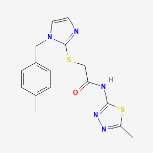 molecular formula C16H17N5OS2 B6500912 N-(5-methyl-1,3,4-thiadiazol-2-yl)-2-({1-[(4-methylphenyl)methyl]-1H-imidazol-2-yl}sulfanyl)acetamide CAS No. 869346-53-2