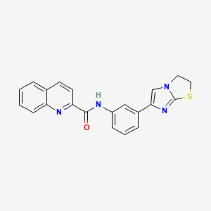 molecular formula C21H16N4OS B6500928 N-(3-{2H,3H-imidazo[2,1-b][1,3]thiazol-6-yl}phenyl)quinoline-2-carboxamide CAS No. 872630-13-2