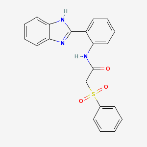 2-(benzenesulfonyl)-N-[2-(1H-1,3-benzodiazol-2-yl)phenyl]acetamide