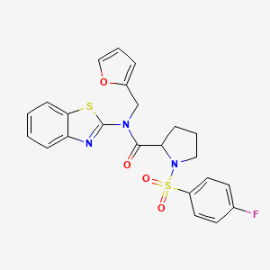molecular formula C23H20FN3O4S2 B6500946 N-(1,3-benzothiazol-2-yl)-1-(4-fluorobenzenesulfonyl)-N-[(furan-2-yl)methyl]pyrrolidine-2-carboxamide CAS No. 1048381-91-4