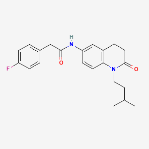 molecular formula C22H25FN2O2 B6501003 2-(4-fluorophenyl)-N-[1-(3-methylbutyl)-2-oxo-1,2,3,4-tetrahydroquinolin-6-yl]acetamide CAS No. 955223-30-0