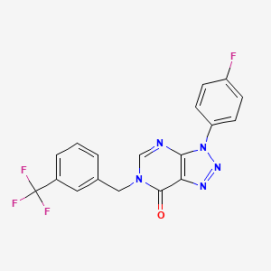 molecular formula C18H11F4N5O B6501014 3-(4-fluorophenyl)-6-{[3-(trifluoromethyl)phenyl]methyl}-3H,6H,7H-[1,2,3]triazolo[4,5-d]pyrimidin-7-one CAS No. 892480-72-7
