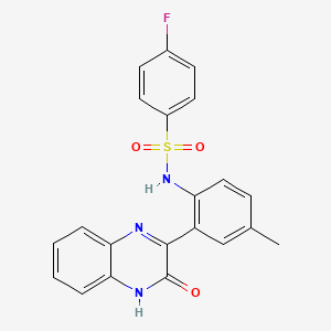 4-fluoro-N-[4-methyl-2-(3-oxo-3,4-dihydroquinoxalin-2-yl)phenyl]benzene-1-sulfonamide