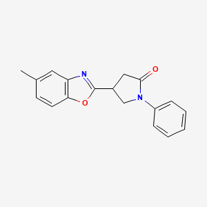 molecular formula C18H16N2O2 B6501189 4-(5-methyl-1,3-benzoxazol-2-yl)-1-phenylpyrrolidin-2-one CAS No. 1412228-55-7