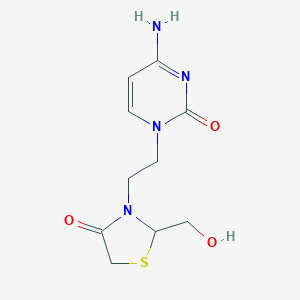 molecular formula C10H14N4O3S B065012 2(1H)-Pyrimidinone, 4-amino-1-(2-(2-(hydroxymethyl)-4-oxo-3-thiazolidinyl)ethyl)- CAS No. 181507-36-8