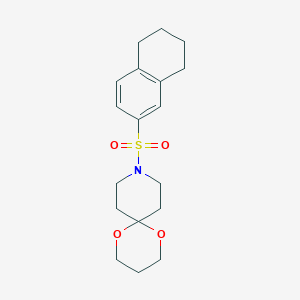 molecular formula C18H25NO4S B6501223 9-(5,6,7,8-tetrahydronaphthalene-2-sulfonyl)-1,5-dioxa-9-azaspiro[5.5]undecane CAS No. 1328339-65-6