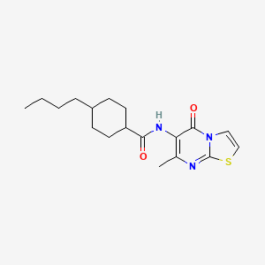 molecular formula C18H25N3O2S B6501235 4-butyl-N-{7-methyl-5-oxo-5H-[1,3]thiazolo[3,2-a]pyrimidin-6-yl}cyclohexane-1-carboxamide CAS No. 946250-09-5