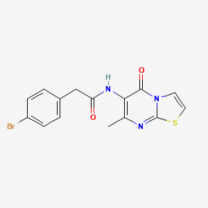 molecular formula C15H12BrN3O2S B6501243 2-(4-bromophenyl)-N-{7-methyl-5-oxo-5H-[1,3]thiazolo[3,2-a]pyrimidin-6-yl}acetamide CAS No. 942003-69-2
