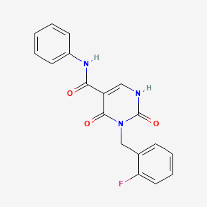 molecular formula C18H14FN3O3 B6501267 3-[(2-fluorophenyl)methyl]-2,4-dioxo-N-phenyl-1,2,3,4-tetrahydropyrimidine-5-carboxamide CAS No. 1396686-07-9