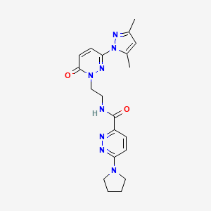 molecular formula C20H24N8O2 B6501284 N-{2-[3-(3,5-dimethyl-1H-pyrazol-1-yl)-6-oxo-1,6-dihydropyridazin-1-yl]ethyl}-6-(pyrrolidin-1-yl)pyridazine-3-carboxamide CAS No. 1396872-56-2