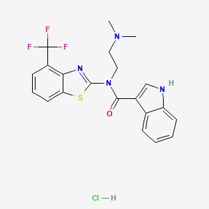 molecular formula C21H20ClF3N4OS B6501314 N-[2-(dimethylamino)ethyl]-N-[4-(trifluoromethyl)-1,3-benzothiazol-2-yl]-1H-indole-3-carboxamide hydrochloride CAS No. 1396882-70-4