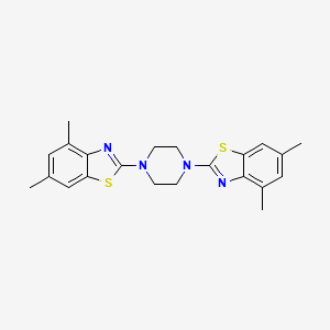 molecular formula C22H24N4S2 B6501317 2-[4-(4,6-dimethyl-1,3-benzothiazol-2-yl)piperazin-1-yl]-4,6-dimethyl-1,3-benzothiazole CAS No. 955742-86-6