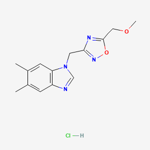 molecular formula C14H17ClN4O2 B6501328 1-{[5-(methoxymethyl)-1,2,4-oxadiazol-3-yl]methyl}-5,6-dimethyl-1H-1,3-benzodiazole hydrochloride CAS No. 1323538-14-2