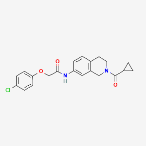 molecular formula C21H21ClN2O3 B6501377 2-(4-chlorophenoxy)-N-(2-cyclopropanecarbonyl-1,2,3,4-tetrahydroisoquinolin-7-yl)acetamide CAS No. 955765-21-6