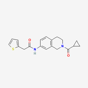 molecular formula C19H20N2O2S B6501380 N-(2-cyclopropanecarbonyl-1,2,3,4-tetrahydroisoquinolin-7-yl)-2-(thiophen-2-yl)acetamide CAS No. 955643-85-3