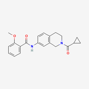 molecular formula C21H22N2O3 B6501393 N-(2-cyclopropanecarbonyl-1,2,3,4-tetrahydroisoquinolin-7-yl)-2-methoxybenzamide CAS No. 955644-38-9